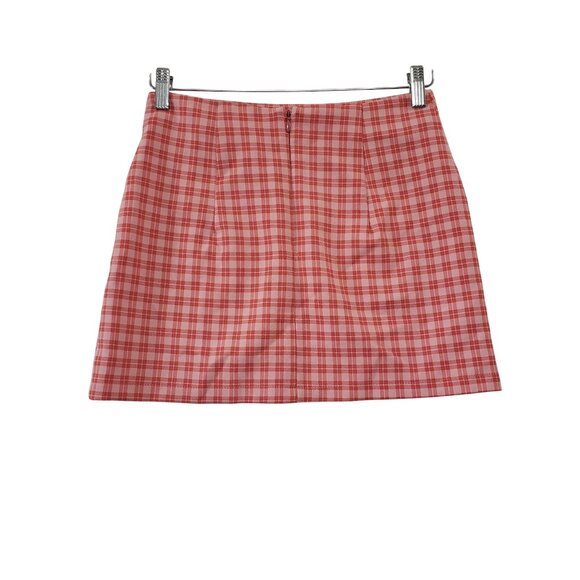 Urban Outfitters Pink Plaid A-Line Mini Skirt Size XS Academia Preppy Fall - Picture 2 of 5